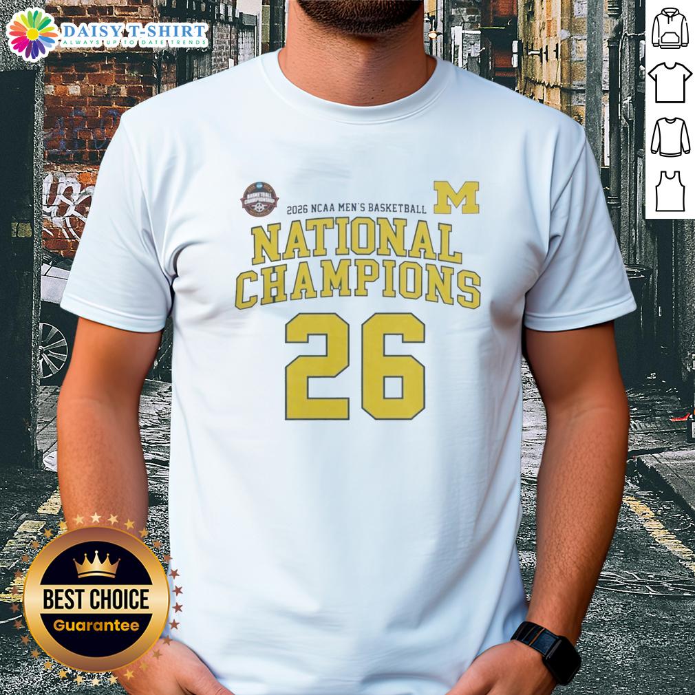 Nice Ncaa Division I Men'S Basketball Michigan 26 National Champions T Shirt Nice NCAA Division I Men's Basketball Michigan 26 National Champions T-Shirt featuring team colors and logo design.