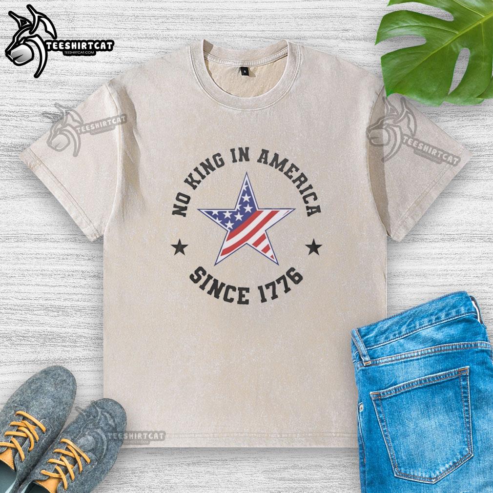 nice-no-kings-in-america-since-1776-we-the-people-star-washed-t-shirt Alt Text: We The People star washed t-shirt: Nice No Kings In America Since 1776 design for patriotic fashion lovers.