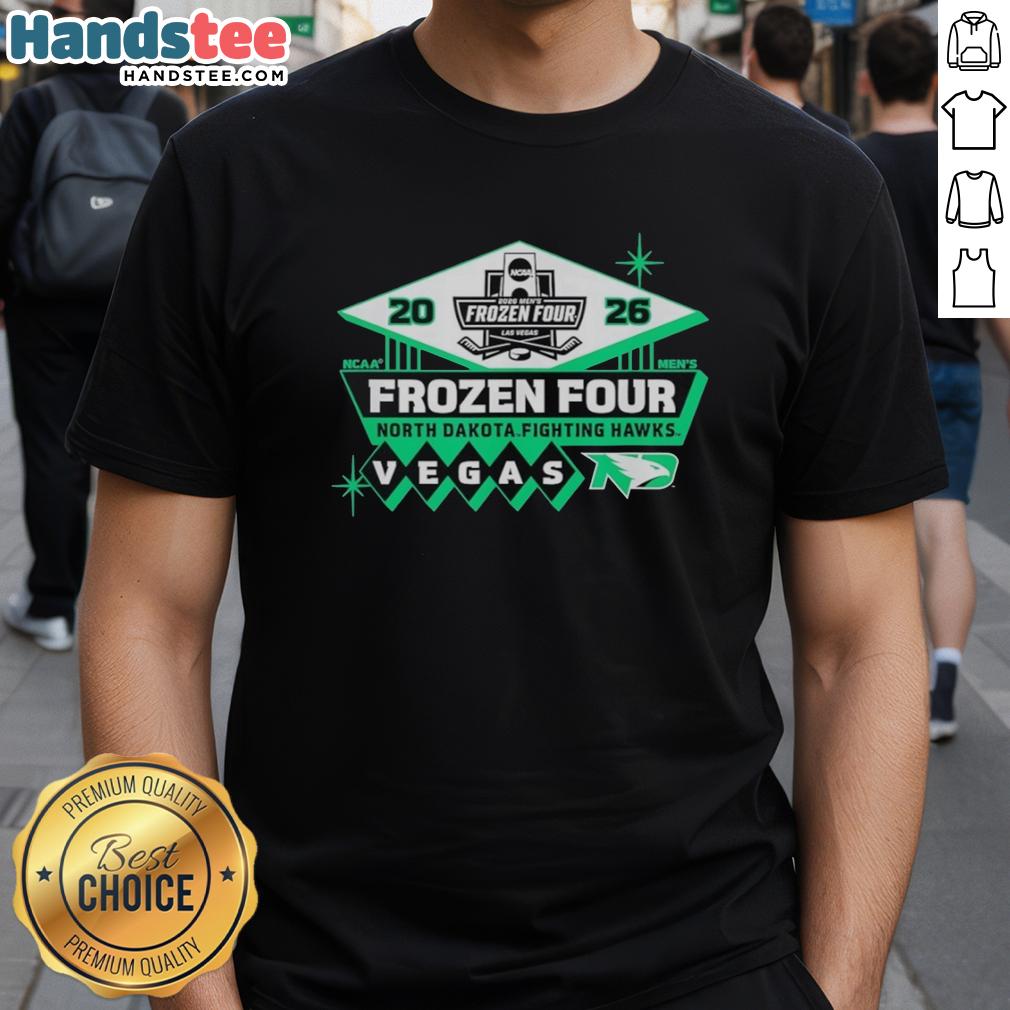 nice-north-dakota-fighting-hawks-frozen-four-2026-ncaa-mens-hockey-t-shirt Nice North Dakota Fighting Hawks Frozen Four 2026 NCAA Men's Hockey T-Shirt featuring team colors and logo design.