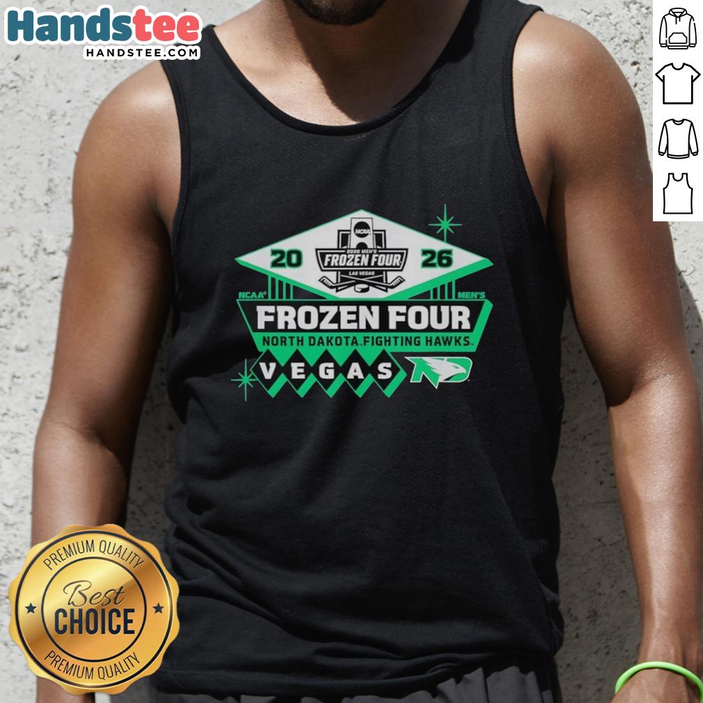 nice-north-dakota-fighting-hawks-frozen-four-2026-ncaa-mens-hockey-tank-top Nice North Dakota Fighting Hawks Frozen Four 2026 NCAA Men's Hockey tank top featuring vibrant team colors and logo.