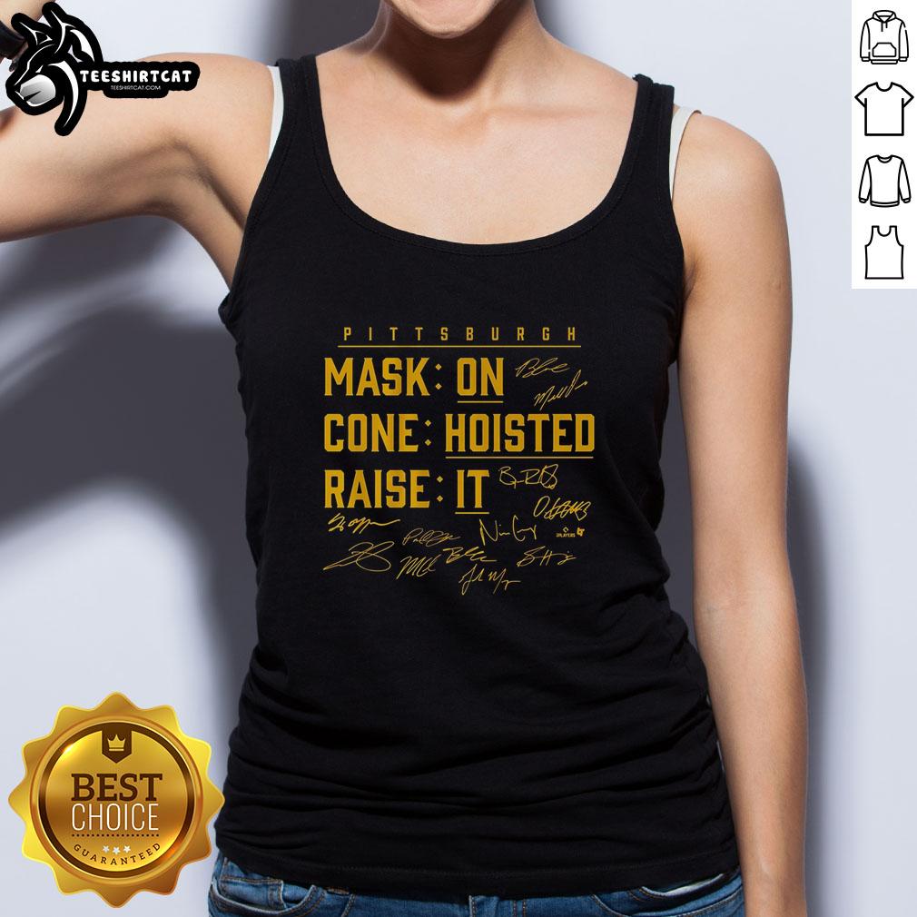 nice-pittsburgh-baseball-mask-on-cone-hoisted-raise-it-tank-top Nice Pittsburgh baseball mask on a cone, showcased with a raised tank top, perfect for fans and summer events.