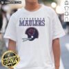 Alt Text: Pittsburgh Maulers USFL helmet and wordmark t-shirt design featuring vibrant colors and team logo.