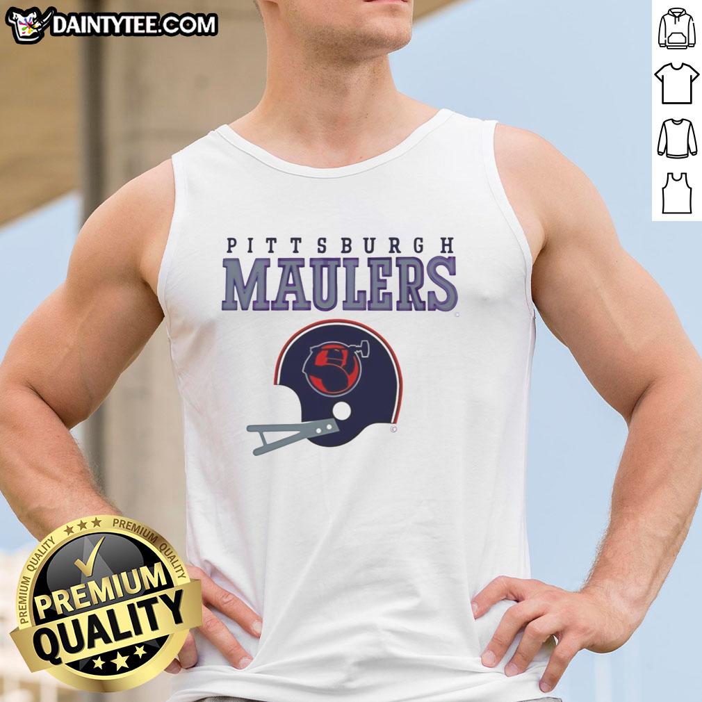 nice-pittsburgh-maulers-usfl-helmet-and-wordmark-tank-top Nice Pittsburgh Maulers USFL helmet and wordmark tank top showcasing team pride and spirit in vibrant colors.