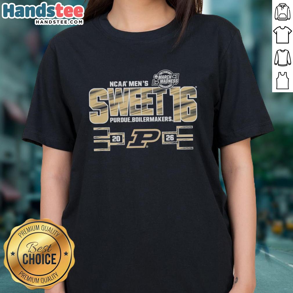 nice-purdue-boilermakers-sweet-16-2026-mens-march-madness-ladies-tee Alt Text: Nice Purdue Boilermakers Sweet 16 2026 Men's March Madness Ladies Tee featuring team colors and logo.