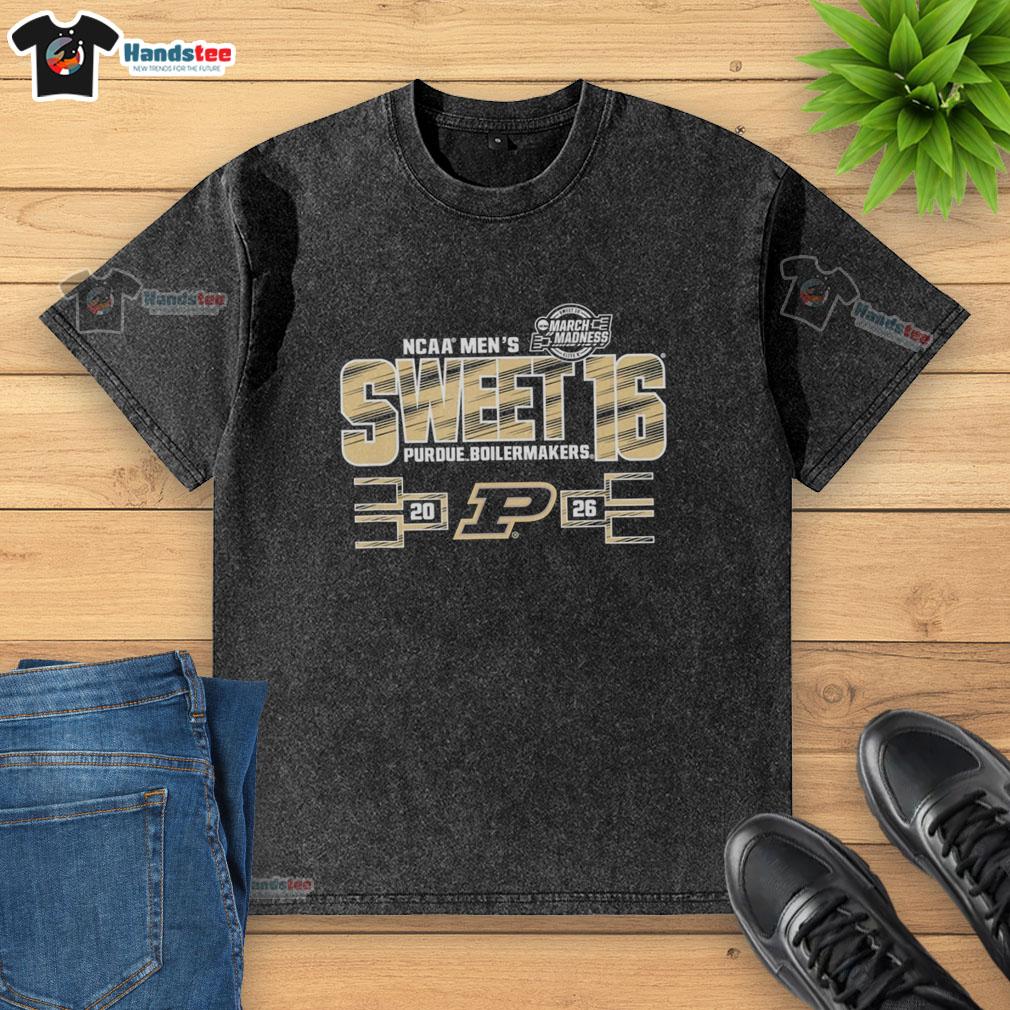 nice-purdue-boilermakers-sweet-16-2026-mens-march-madness-washed-t-shirt Alt Text: Nice Purdue Boilermakers Sweet 16 2026 Men's March Madness washed t-shirt featuring team colors and logo.