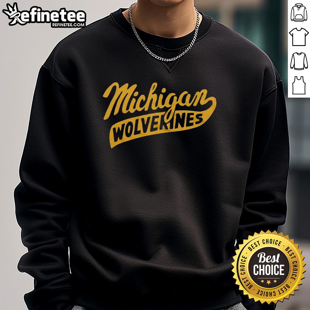 nice-script-michigan-wolverines-sweatshirt Alt Text: Cozy Nice Script Michigan Wolverines sweatshirt featuring bold logo, perfect for game day and casual wear.