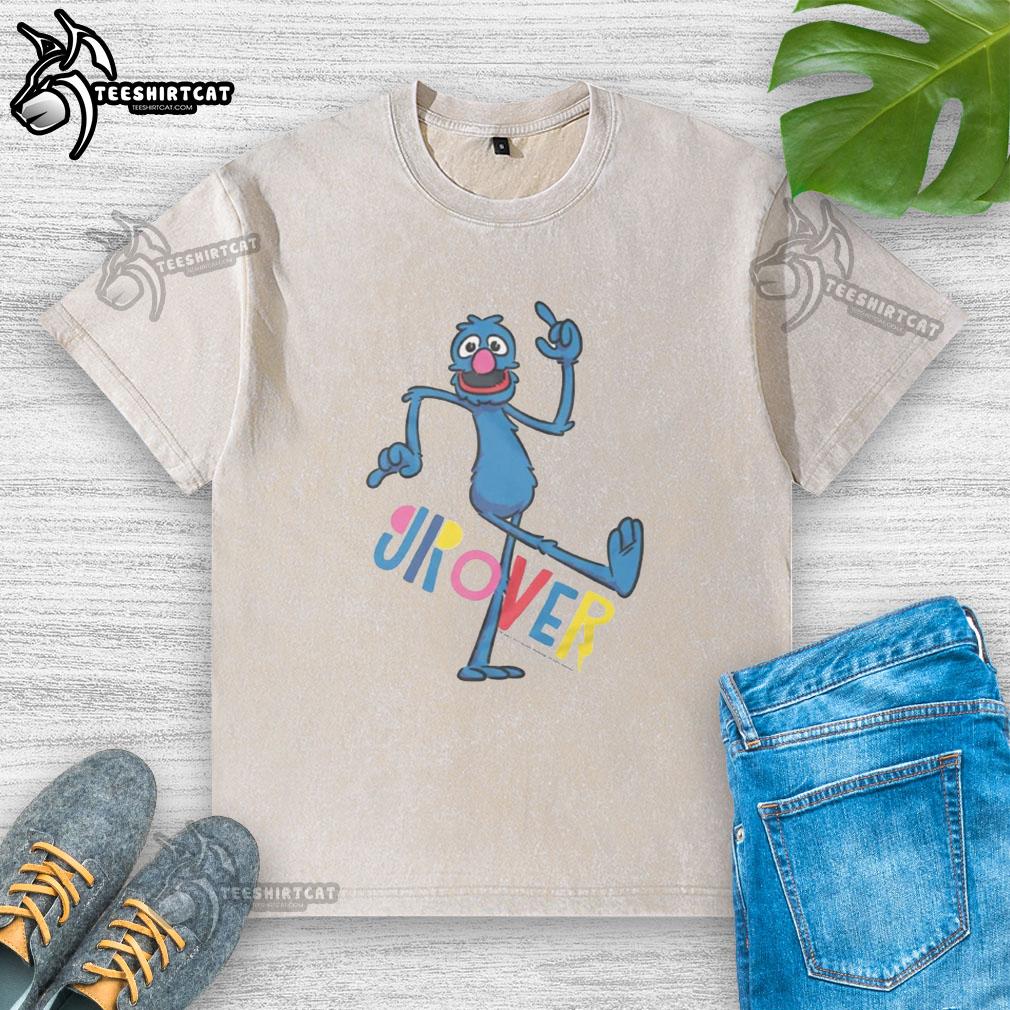 nice-sesame-street-grover-bauhaus-cartoon-text-washed-t-shirt Alt Text: Nice Sesame Street Grover Bauhaus cartoon graphic on a washed T-shirt, perfect for fans of classic children's shows.