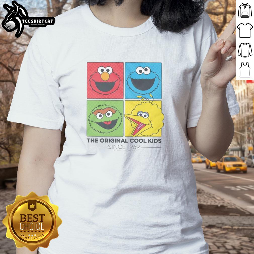 nice-sesame-street-the-original-cool-kids-since-1969-ladies-tee Nice Sesame Street The Original Cool Kids Since 1969 Ladies Tee featuring colorful characters on a stylish shirt design.