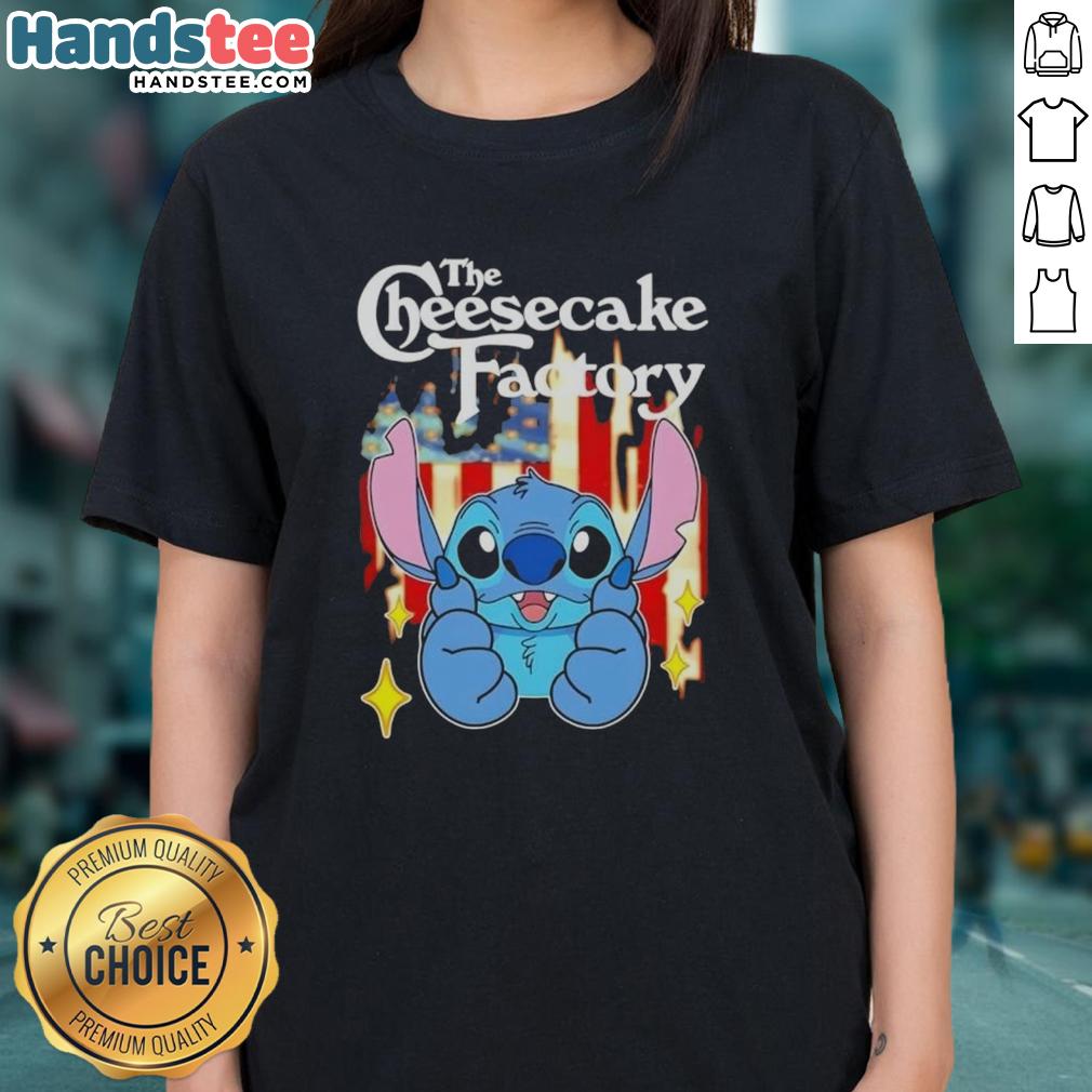 nice-stitch-like-the-cheesecake-factory-usa-flag-ladies-tee USA Flag ladies tee featuring a nice stitch design inspired by The Cheesecake Factory, perfect for casual wear.
