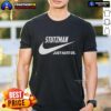 Nice Stutzman Just Hate Us parody logo T-shirt featuring bold graphics and a humorous design perfect for casual wear.