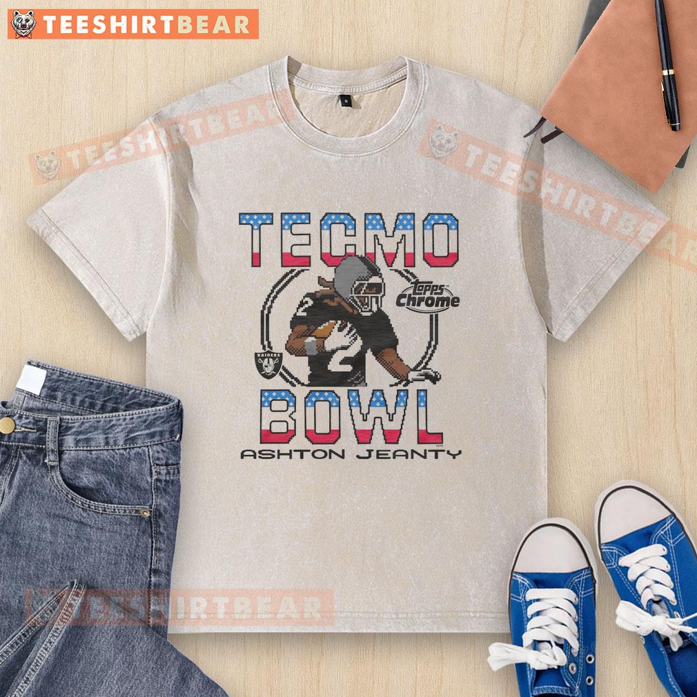 nice-tecmo-bowl-x-topps-chrome-raiders-ashton-jeanty-washed-t-shirt Nice Tecmo Bowl X Topps Chrome Raiders Ashton Jeanty washed t-shirt featuring vintage sports graphics and comfortable fit.