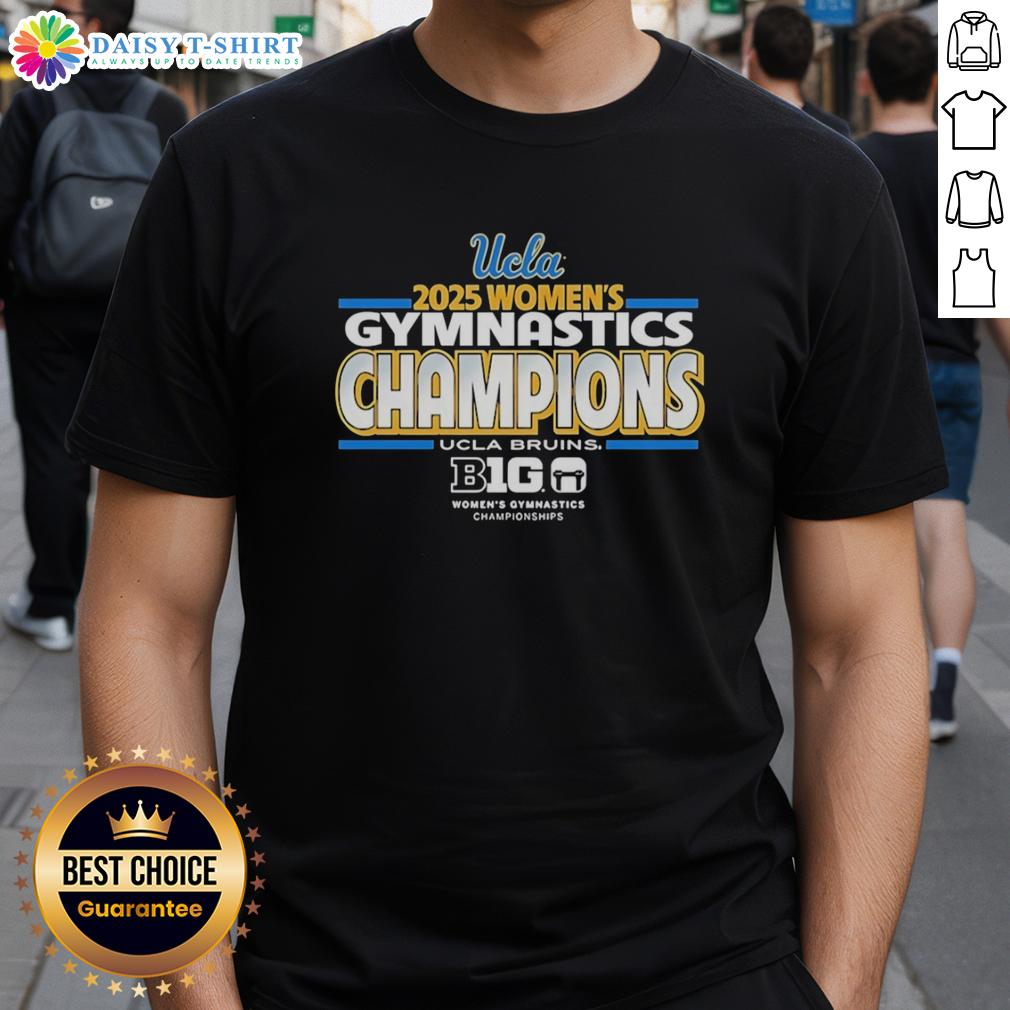Nice Ucla Bruins Women'S Gymnastics Champions B1G 2026 T Shirt Alt Text: UCLA Bruins Women's Gymnastics Champions B1G 2026 T-shirt showcasing team pride and vibrant design.