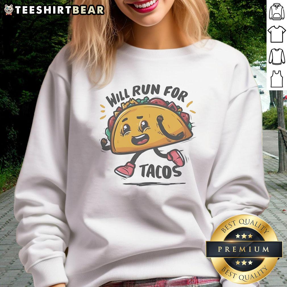 nice-will-run-for-tacos-sweatshirt Cozy 'Nice Will Run For Tacos' sweatshirt perfect for taco lovers, featuring a fun and playful design in vibrant colors.