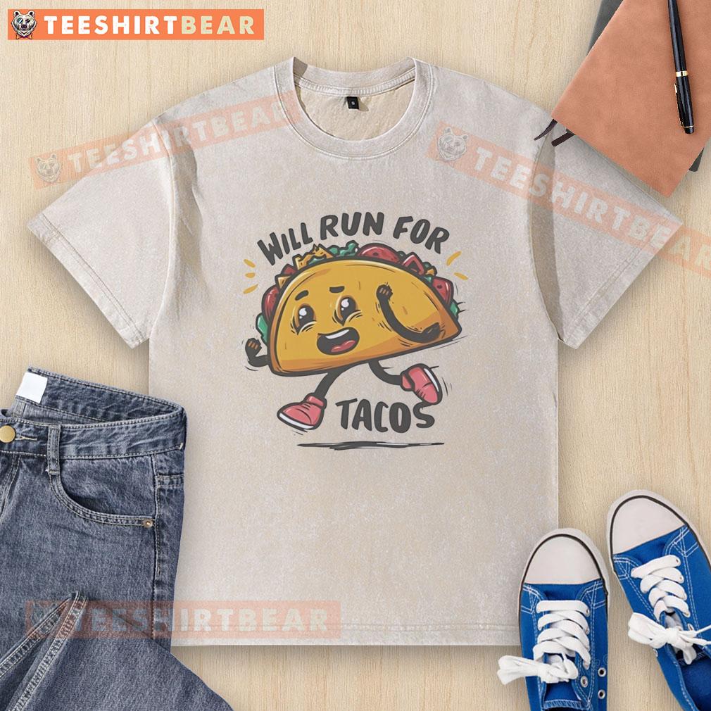 nice-will-run-for-tacos-washed-t-shirt Nice Will Run For Tacos washed t-shirt in casual style, perfect for taco lovers and comfortable everyday wear.