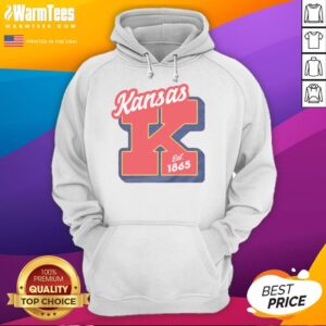 Official Kansas Est 1865 Heather Red Hoodie showcasing a stylish design for fans of Kansas pride and comfort.