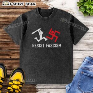 Awesome Resist Fascism Washed T-Shirt in soft cotton, featuring a bold anti-fascism graphic for a stylish protest statement.