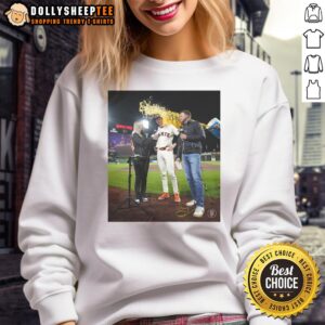 Awesome Daniel Susac San Francisco Giants sweatshirt with water thrown on someone at a baseball game celebration.