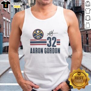 Alt Text: Aaron Gordon signature jersey tank top featuring vibrant colors and team logo, perfect for Nuggets fans.