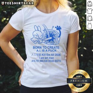 Nice 'Born To Create Anti-AI Art' Tee for Men - Unique statement shirt for art lovers opposing AI-generated art.