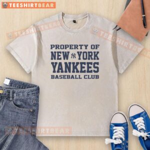 Premium property of New York Yankees baseball club logo on a washed t-shirt, showcasing team pride and style.