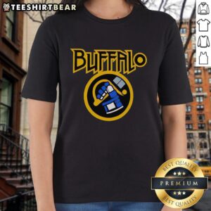Pretty Buffalo H E Double Hockey Sticks Ladies Tee showcasing a stylish graphic design on a comfortable shirt.