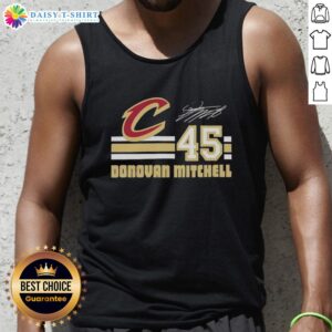 Official Donovan Mitchell Cleveland Cavaliers signature name and number tank top showcasing team pride and style.