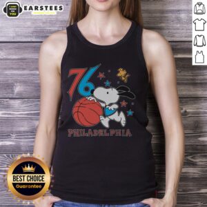 Awesome Sixers Snoopy 76 Philadelphia tank top featuring vibrant graphics and a stylish design for basketball fans.