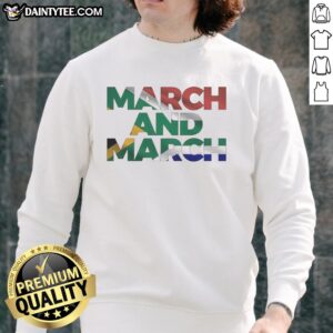 Original March and March South African Flag sweatshirt featuring vibrant colors and comfortable design. Perfect for casual wear.