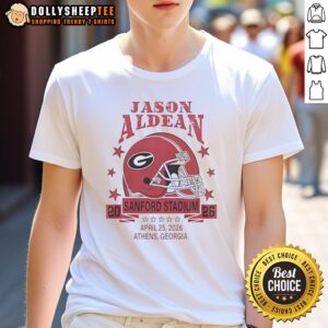 Top Jason Aldean Georgia Bulldogs Sanford Stadium 2026 Helmet T-Shirt showcasing team pride and music fandom.