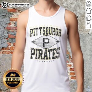 Alt Text: Awesome Pittsburgh Pirates Major League Baseball Cooperstown Diamond tank top featuring team logo and stylish design.