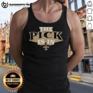 Woman wearing a Nice New Orleans Saints Pick Is In tank top, showcasing team spirit and style at a football game.