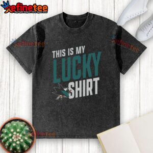 Premium San Jose Sharks 'This Is My Lucky' washed t-shirt, featuring vibrant team colors and logo for avid fans.