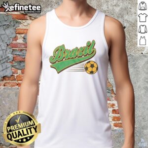 Original Brazil Sports Text World Cup Football Tank Top featuring vibrant colors and bold design for soccer fans.