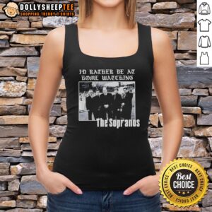 Official The Sopranos I'd Rather Be At Home Watching tank top featuring iconic show design and casual style.