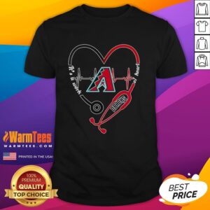 Arizona Diamondbacks t-shirt featuring a stethoscope and heartbeat design, perfect for fans and healthcare enthusiasts.