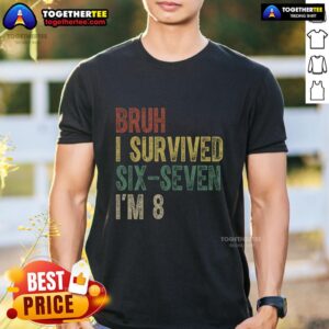 Alt Text: Official Bruh I Serviced Six-Seven I'M 8 6-7 Meme T-Shirt featuring a humorous design for meme lovers.
