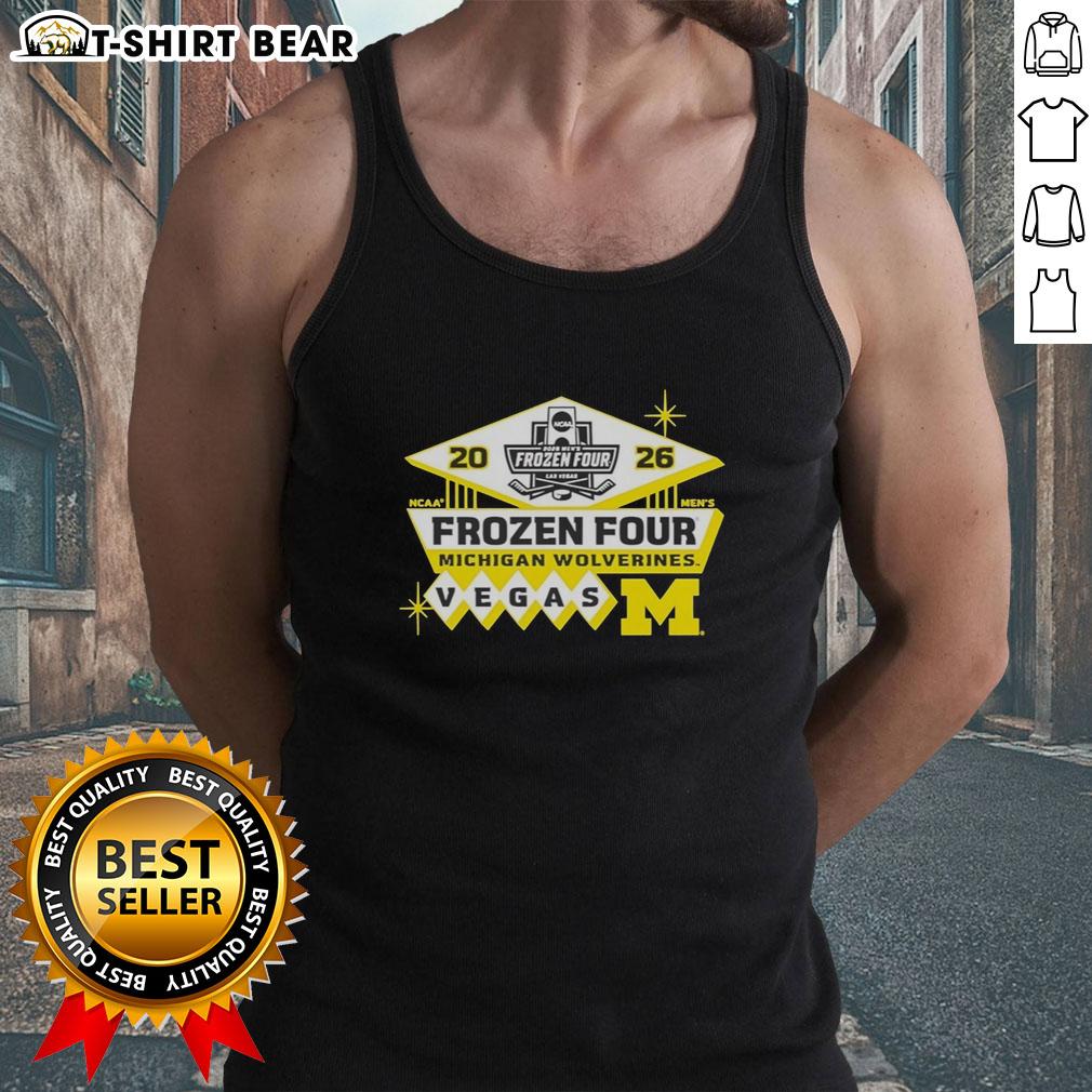 Official 2026 Men'S Ice Hockey Frozen Four Bound Michigan Wolverines Tank Top Official 2026 Men's Ice Hockey Frozen Four Bound Michigan Wolverines Tank Top featuring team colors and logo.