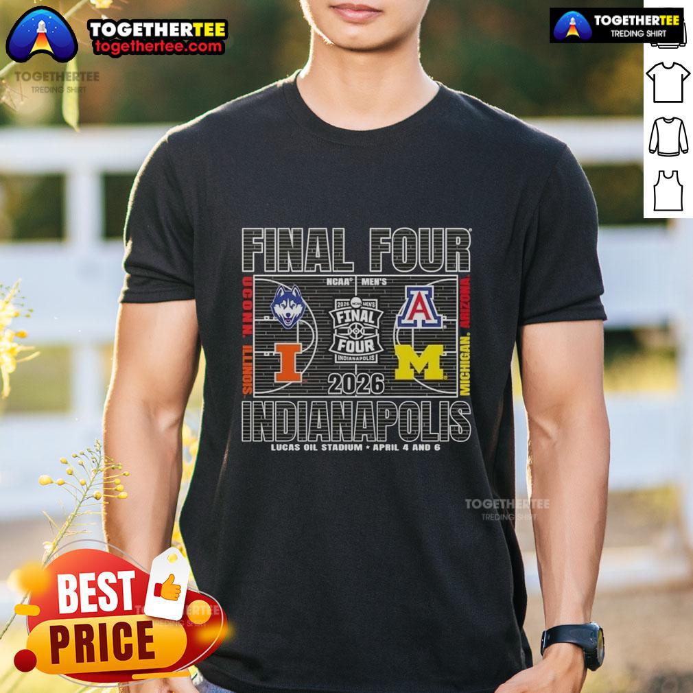 Official 2026 Ncaa Final Four Indianapolis Lucas Oil Stadium April 4 And 6 T-Shirt 2026 NCAA Final Four T-Shirt featuring Lucas Oil Stadium design for April 4 and 6 games in Indianapolis.