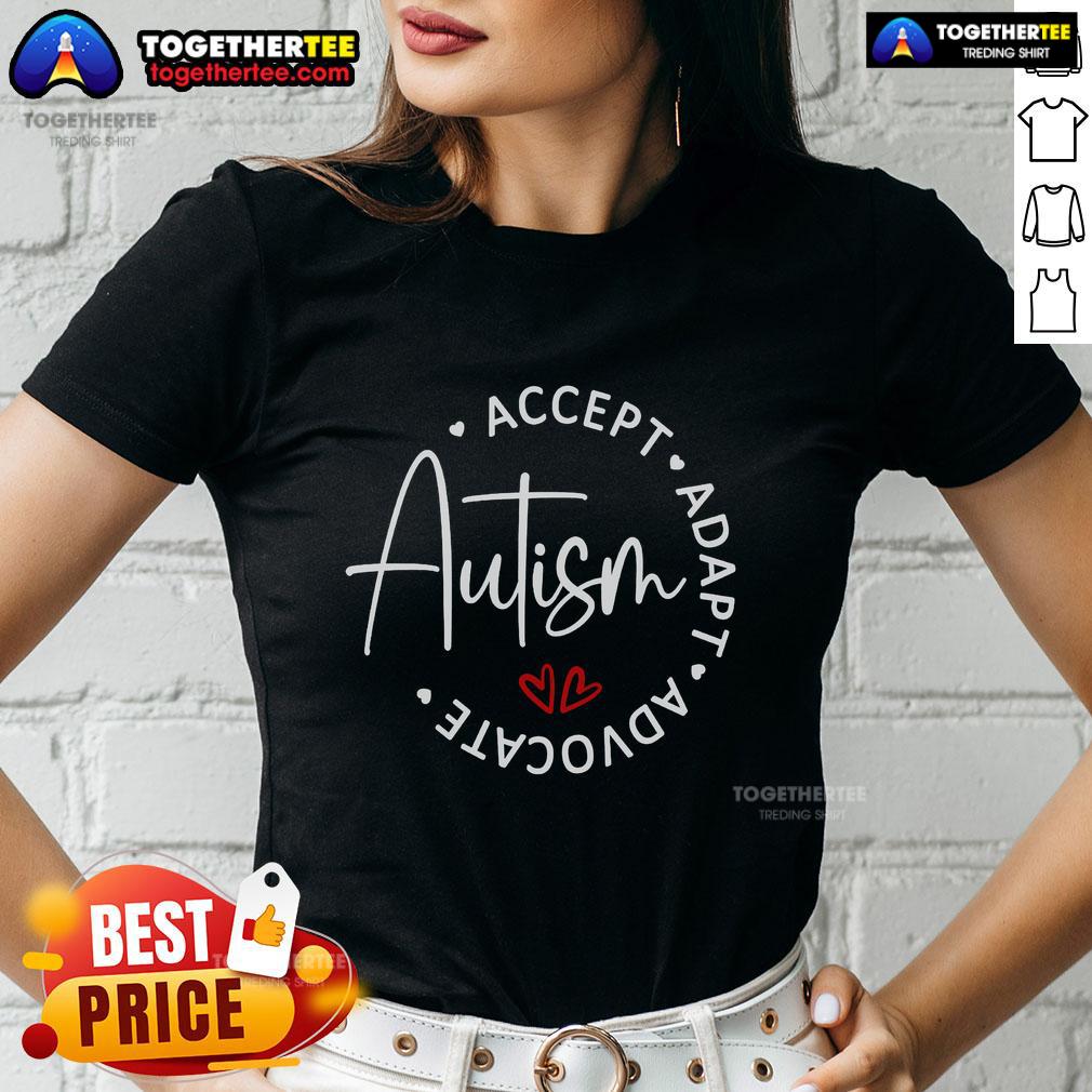 Official Autism Awareness Accept Adopt Advocate Ladies Tee Official Autism Awareness Accept Adopt Advocate Ladies Tee featuring a vibrant design promoting inclusivity and support.