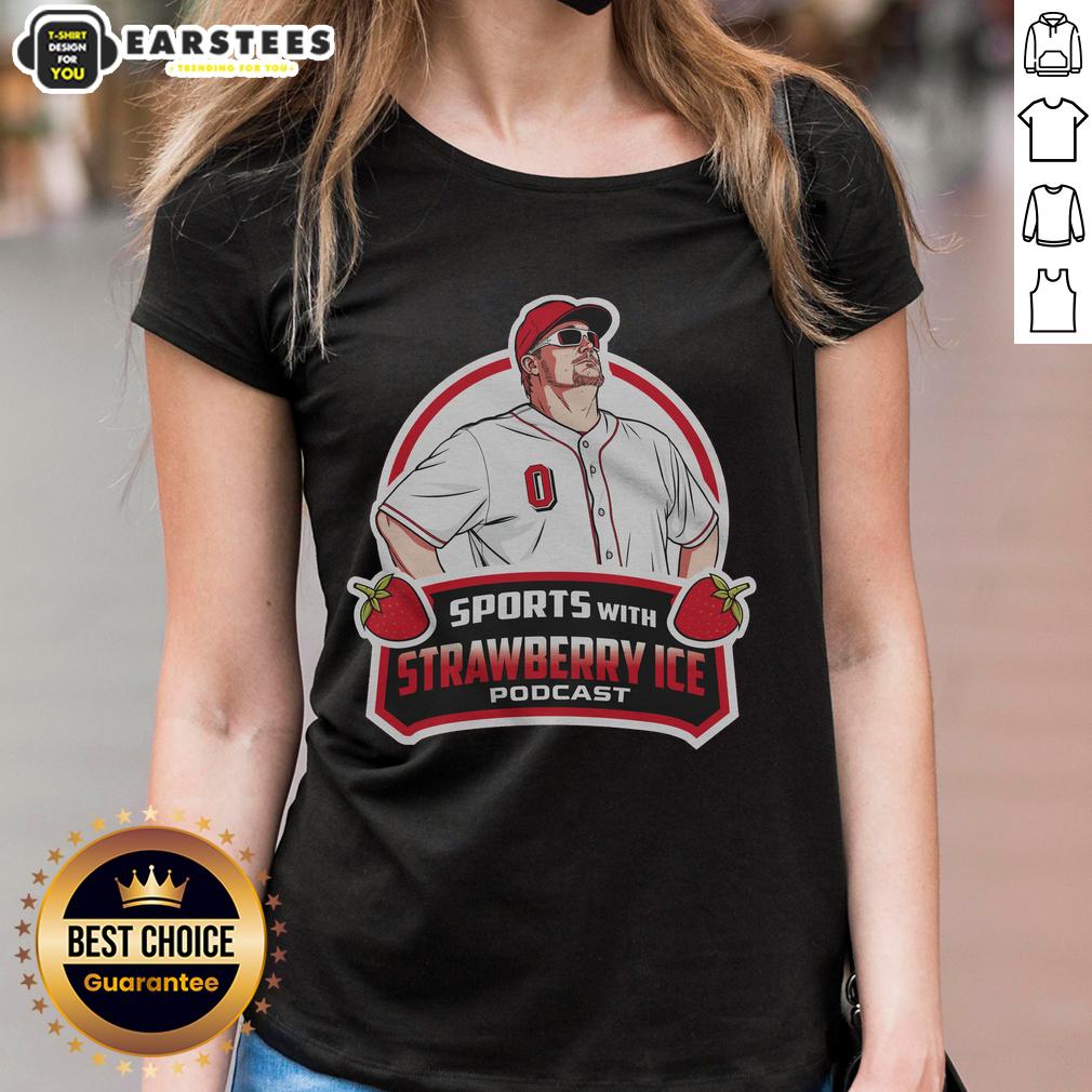 official-baseball-with-strawberry-ice-ladies-tee Official baseball with strawberry ice design on a stylish ladies' tee, perfect for summer sports and casual wear.