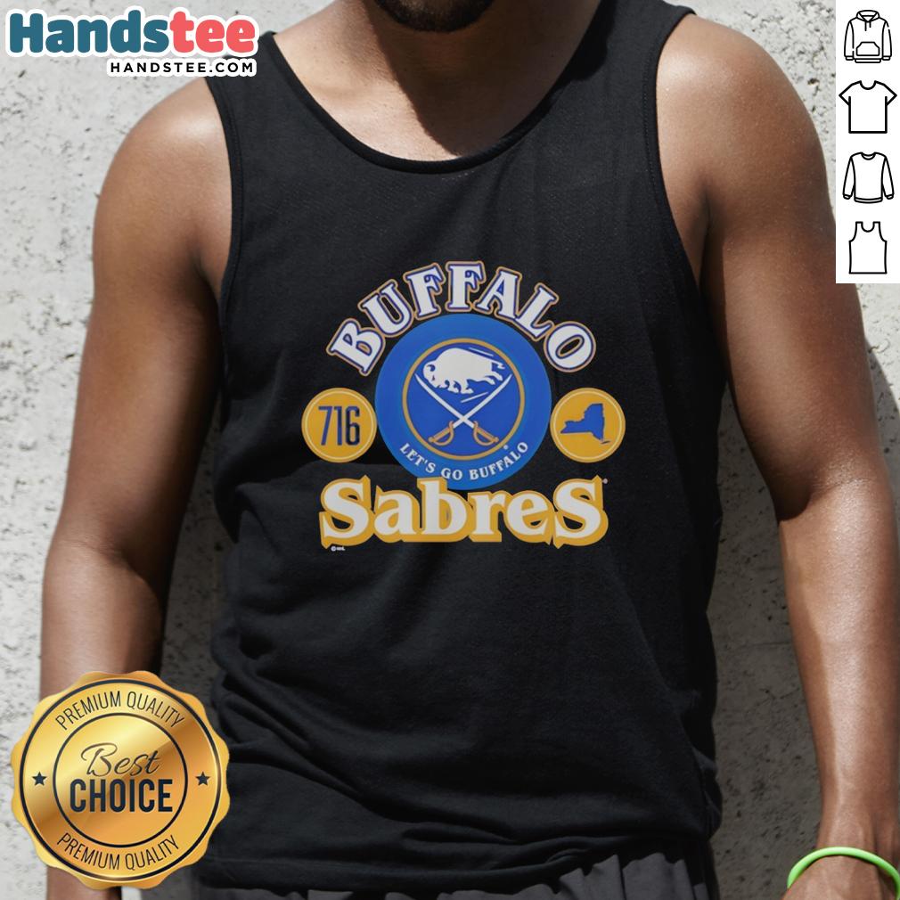 official-buffalo-sabres-ice-hockey-ets-go-buffalo-716-tank-top Official Buffalo Sabres Ice Hockey tank top featuring 'Let's Go Buffalo 716' design, perfect for fans and game day.