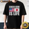 Official Coco Ichi Is Life T-Shirt featuring American and Japan flags, perfect for fans of both cultures.