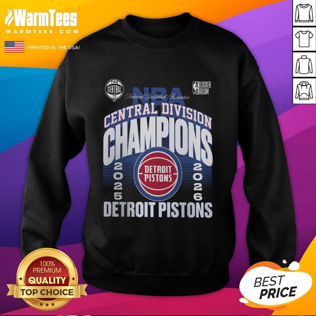 official-detroit-pistons-2026-central-division-champions-locker-room-sweatshirt Detroit Pistons 2026 Central Division Champions sweatshirt displayed in locker room, showcasing team pride and style.