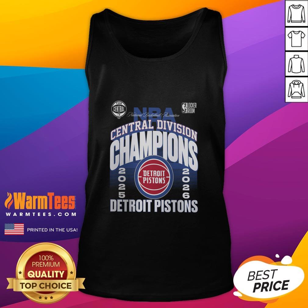 official-detroit-pistons-2026-central-division-champions-locker-room-tank-top Alt Text: Official Detroit Pistons 2026 Central Division Champions locker room tank top featuring team logo and celebratory design.