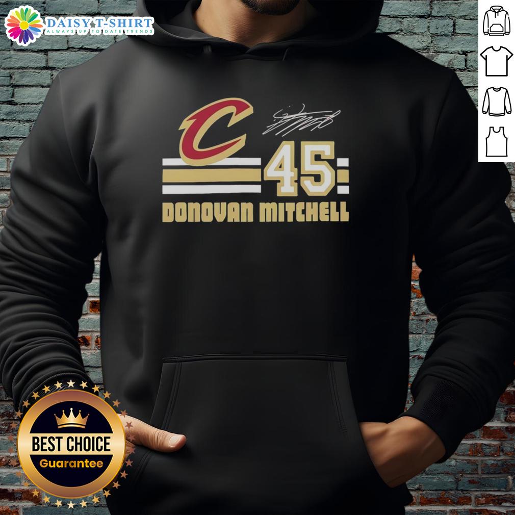 Official Donovan Mitchell Cleveland Cavaliers Signature Name And Number Hoodie Alt Text: Official Donovan Mitchell Cleveland Cavaliers hoodie featuring signature name and number design, perfect for fans.