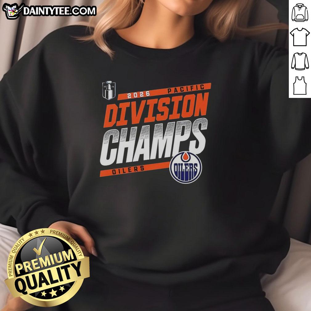 official-edmonton-oilers-hockey-2026-pacific-division-champions-sweatshirt Alt Text: Official Edmonton Oilers Hockey 2026 Pacific Division Champions sweatshirt featuring team logo and vibrant colors.