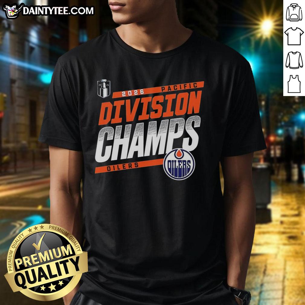 official-edmonton-oilers-hockey-2026-pacific-division-champions-t-shirt-1 Official Edmonton Oilers Hockey 2026 Pacific Division Champions T-Shirt featuring team logo and championship graphics.