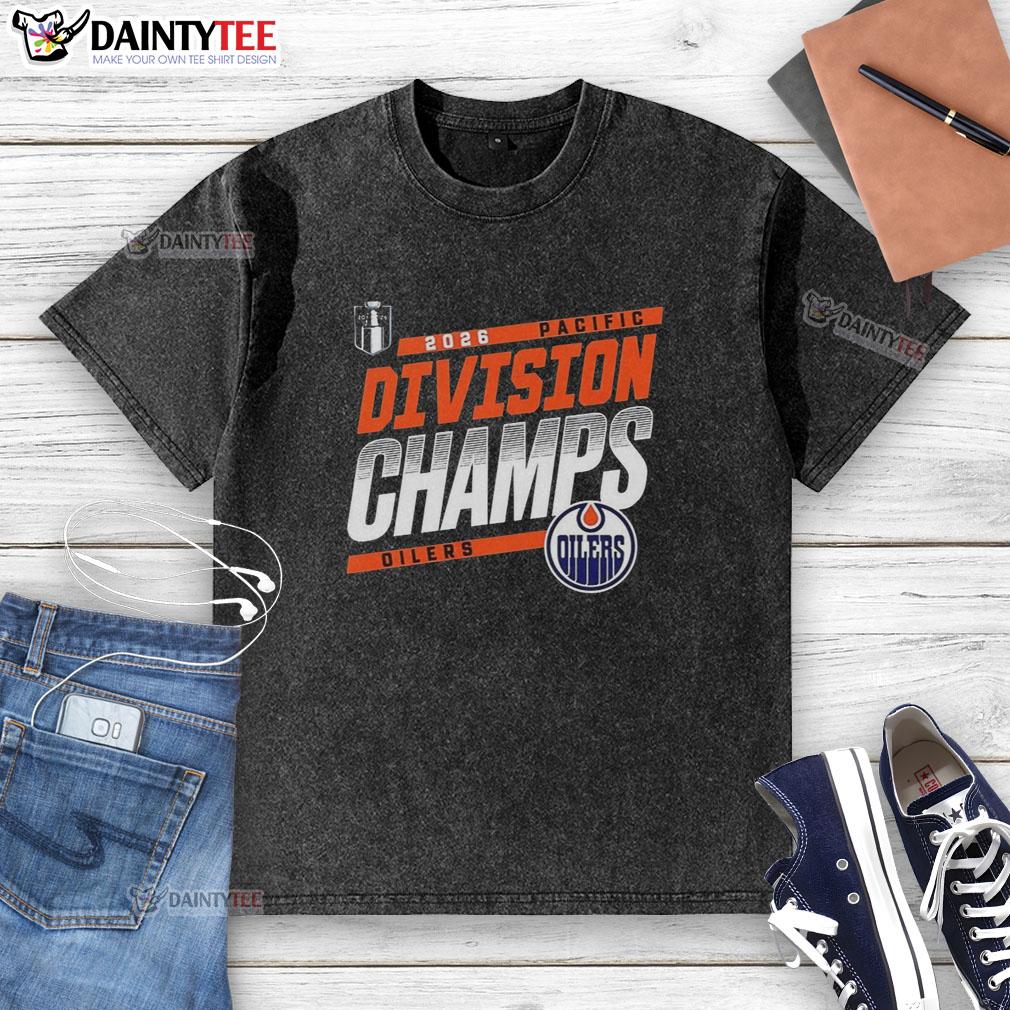 official-edmonton-oilers-hockey-2026-pacific-division-champions-washed-t-shirt Official Edmonton Oilers Hockey 2026 Pacific Division Champions washed t-shirt featuring team logo and vibrant colors.