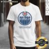 Official Edmonton Oilers NHL Stanley Cup Playoffs big logo t-shirt featuring vibrant team colors and design.