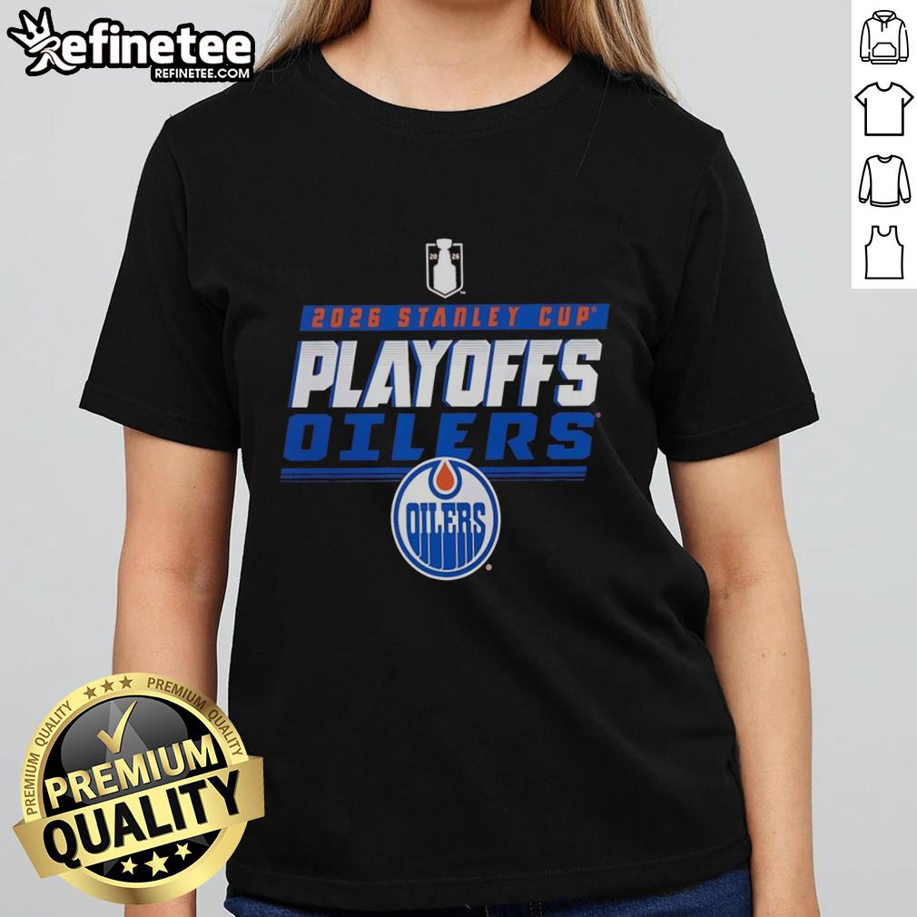 official-edmonton-oilers-stanley-cup-playoffs-2026-ladies-tee Alt Text: Official Edmonton Oilers Stanley Cup Playoffs 2026 Ladies Tee featuring team logo and stylish design.